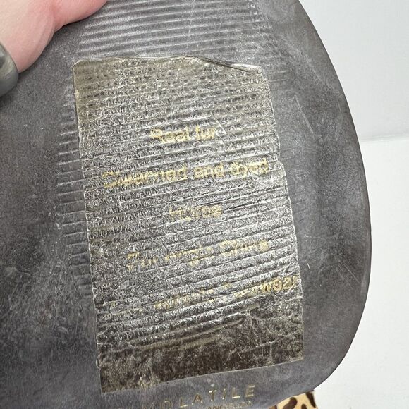 Very Volatile Size 7.5 Bootie Chatter Leopard Leather Calf Hair Stack Heel Brown - Picture 13 of 13